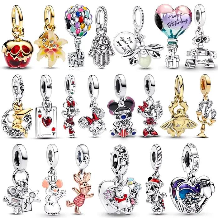 Breloques en argent 925 Disney, perles pendantes, adaptées aux bracelets et colliers de 3mm, pour femmes, fabrication de bijoux de luxe, cadeaux fins, offre spéciale
