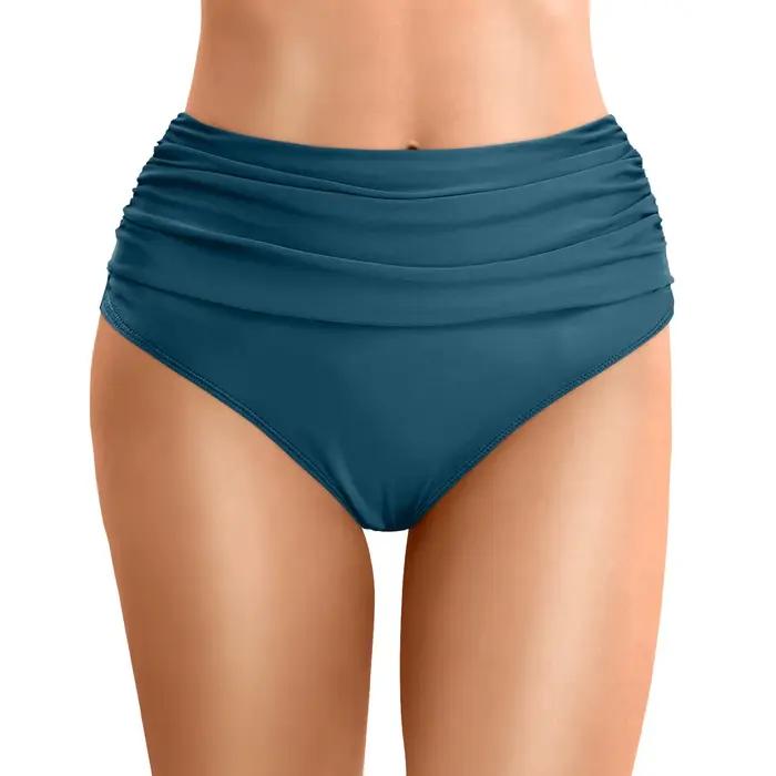 Femmes bas de Bikini couleur unie bas de natation slips taille moyenne maillot de bain culotte femme maillots de bain froncé maillot de bain slips