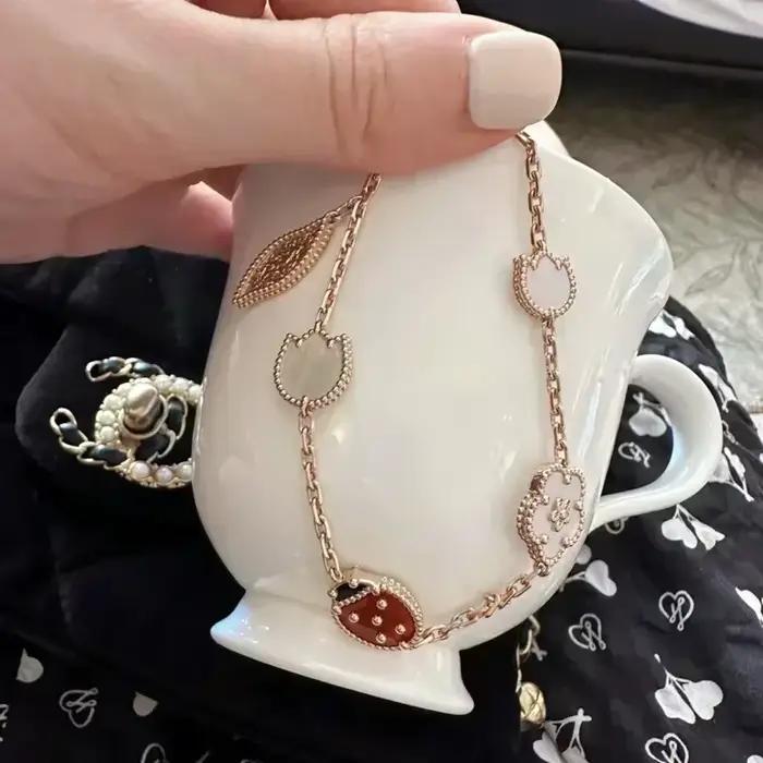 Bracelet coccinelle en argent Sterling 925 de haute qualité, exquis et multifacettes, bijoux de luxe pour femmes, cadeau de saint valentin