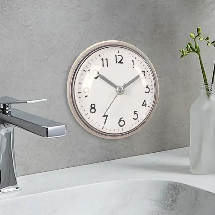 Horloge de salle de bain étanche à ventouse, facile à lire, avec alarme, 3 pouces, fonctionne à piles, petite horloge de salle de bain pour la maison, le bureau, la chambre