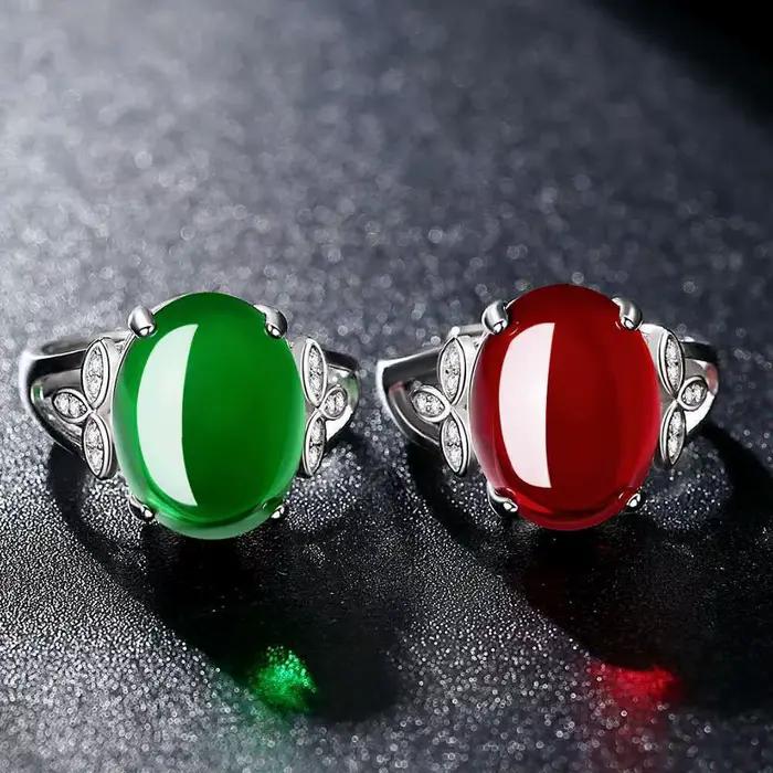 Anneaux de Jade naturel Talismans porte-bonheur