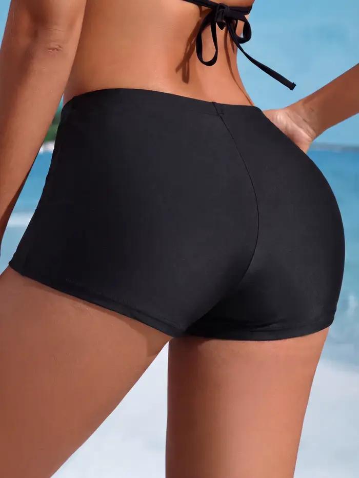 Maillots de bain noirs pour femmes, caleçons de sport, bas de bikini décontractés, vêtements de plage pour l'été
