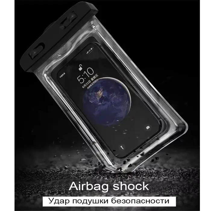Pochette étanche transparente en PVC pour téléphone, sac étanche à écran tactile lumineux avec fermeture hermétique pour la natation, la plongée, les sources chaudes, le rafting