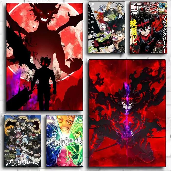 Affiches décoratives, tableaux muraux pour bureau, chambre, bar, cadeaux, Anime B-Black Hot Clover Cartoon