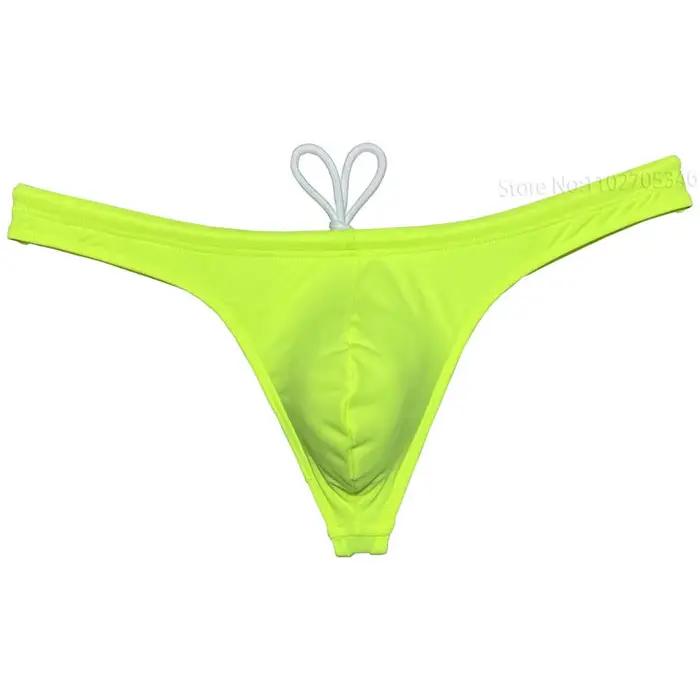 String de bain pour hommes, Bikini, Micro cordon de serrage, pochette améliorant, slip de plage doublé, coupe basse, string pour homme, GYM, bord de piscine