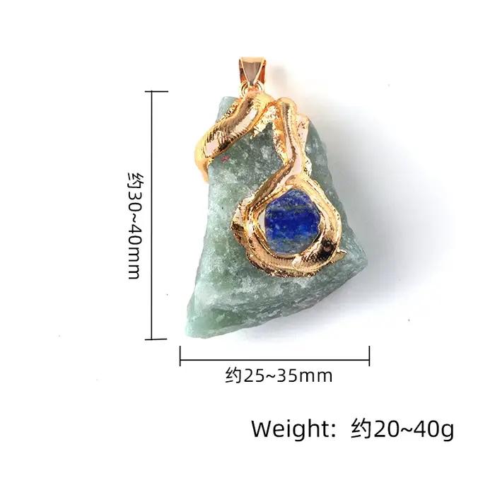 Collier avec pendentif rugueux en pierre naturelle pour hommes et femmes