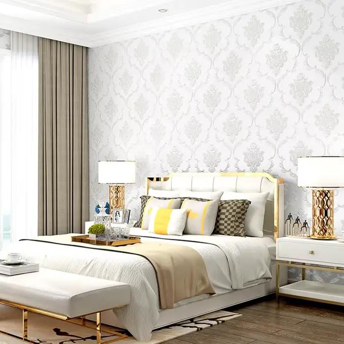 Papier peint de style européen pour murs de chambre à coucher, damas 3D, non tissé, salle à manger, salon, canapé, fond TV, papiers peints, décoration d'intérieur