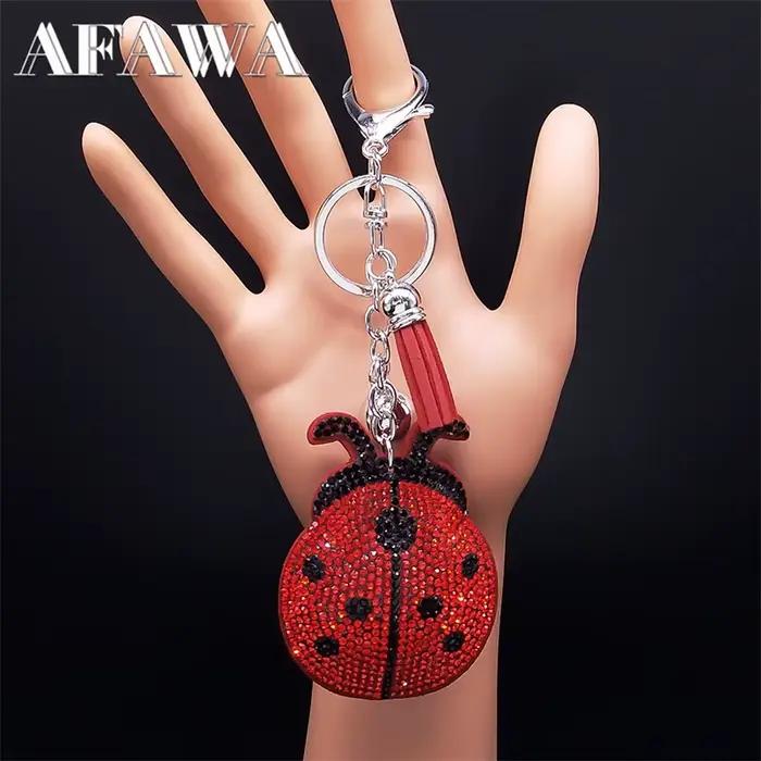 Coccinelle gland cristal porte-clés sac breloque pour femmes/hommes coccinelle porte-clés accessoires bijoux llaveros para mujer lujo K2871S01