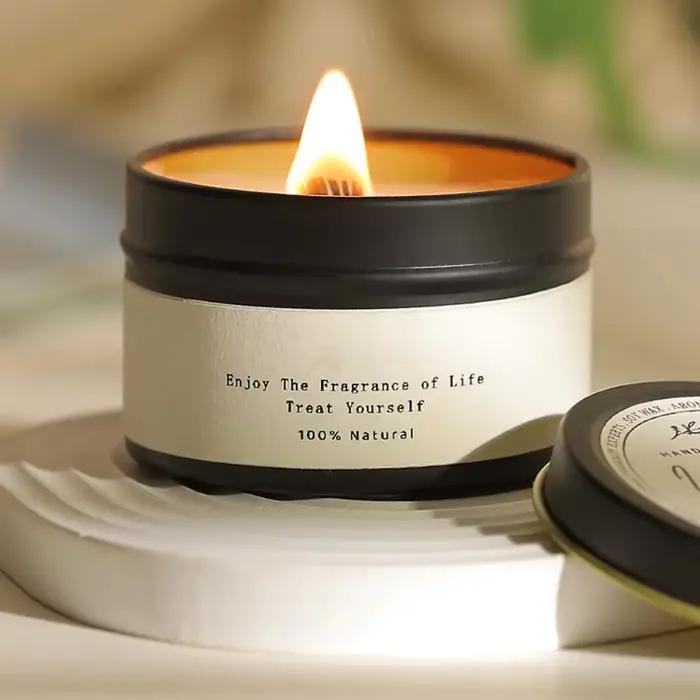 Bougies aromatiques parfumées de luxe en étain noir