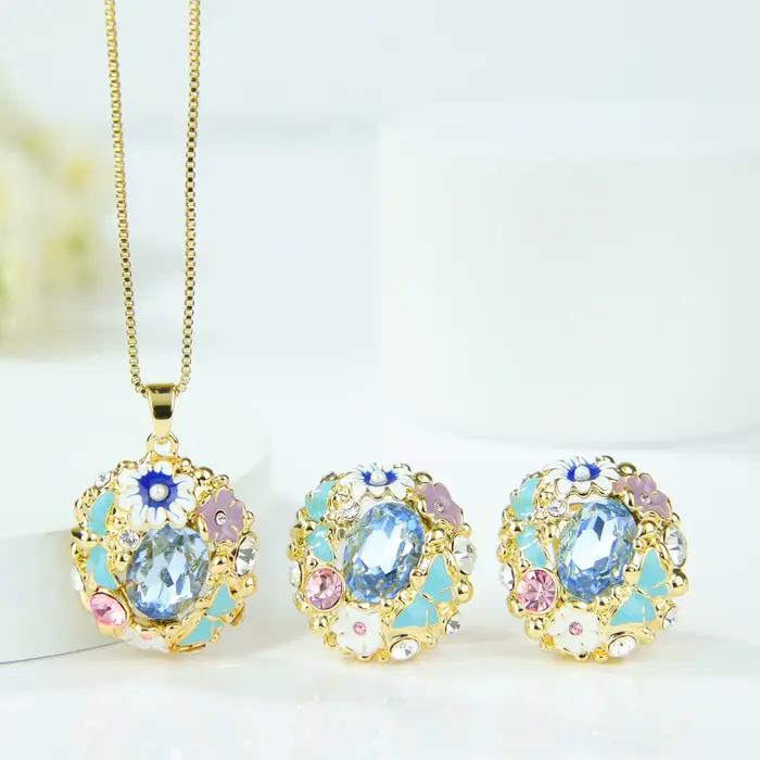 Collier et boucles d'oreilles en pierre naturelle en forme de goutte d'eau