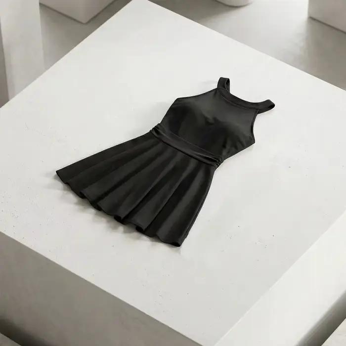 Maillot de bain jupe plissée dos nu coupe ajustée sans manches pour la plage et les sources chaudes, rembourré, collection été