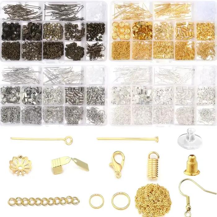 Ensembles d'accessoires de bijoux en acier inoxydable, boucles d'oreilles faites à la main bricolage, bracelet, collier, kits de bijoux exécutifs, 1 boîte
