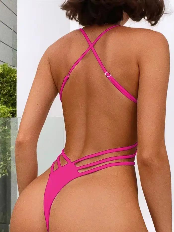 Maillot de bain une pièce pour femmes, mini, string, extrême, croisé, dos nu, monokini, coupe haute, pour dames