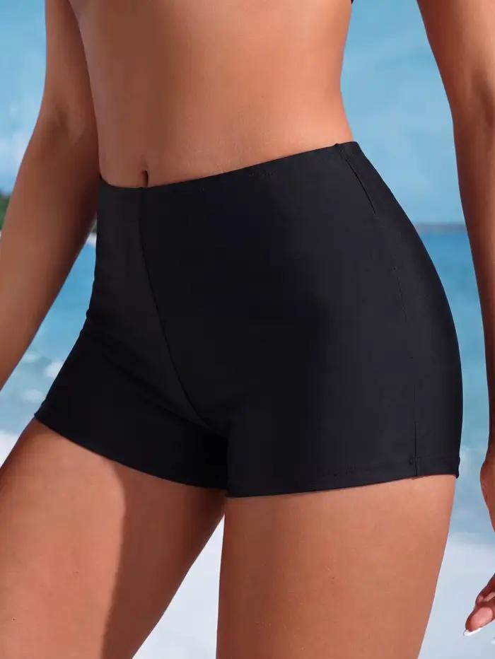 Maillots de bain noirs pour femmes, caleçons de sport, bas de bikini décontractés, vêtements de plage pour l'été