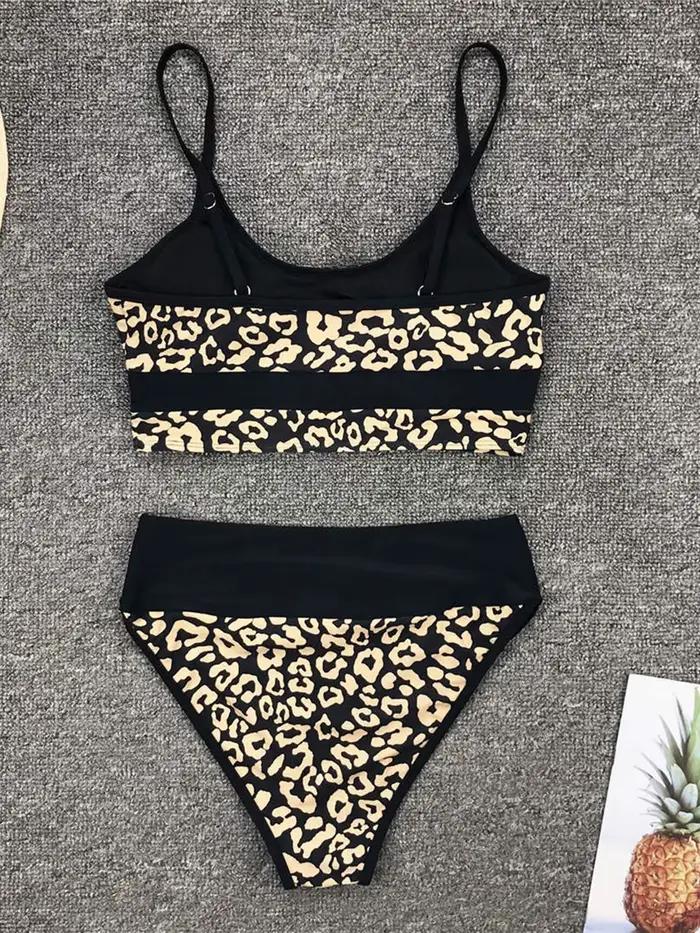 Maillot de bain bikini sexy doré imprimé taille haute pour femme, ensemble deux pièces, maillot de bain à empiècements V1717