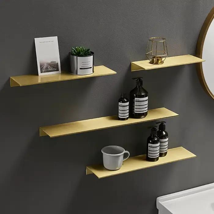 Étagère de rangement de salle de bain, or brossé, noir et blanc, 30-50cm, étagères de salle de bain modernes, étagère murale de cuisine, accessoires pour la maison