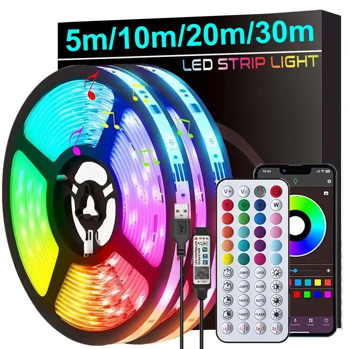 Bande lumineuse Led pour synchronisation de musique, avec contrôle par application, ruban lumineux Flexible pour décoration de fête à domicile, rétro-éclairage TV