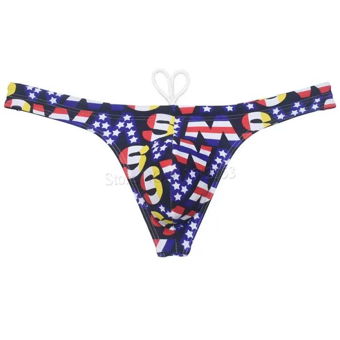 Maillot de bain string sexy pour homme, mini T-back, avec cordon de serrage interne, séchage rapide, taille basse, style bikini