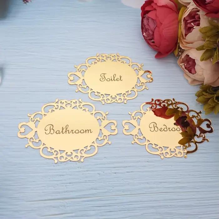 Autocollant mural de forme ovale pour chambre à coucher, salle de bains, toilettes, porte, indicateur de miroir artistique, décoration de maison