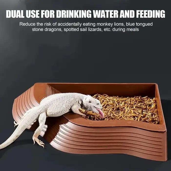Bassin de bain pour tortues à bord jaune, demi-bassin pour reptiles, double usage eau et nourriture, boîte d'élevage pour animaux rampants, aménagement paysager