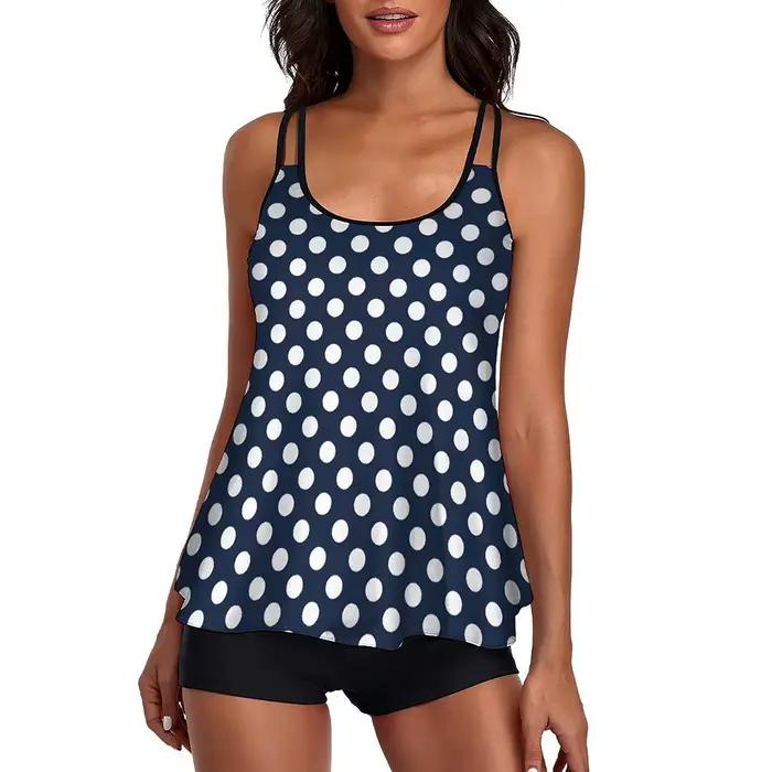 Maillot de bain Tankini fluide pour femmes, ensemble deux pièces, push up, rembourré, TUNIControl, précieux, Y-With BoyGoals
