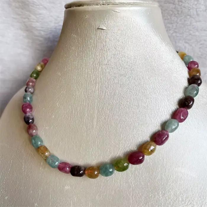 Collier en pierre naturelle de pépite de tourmaline