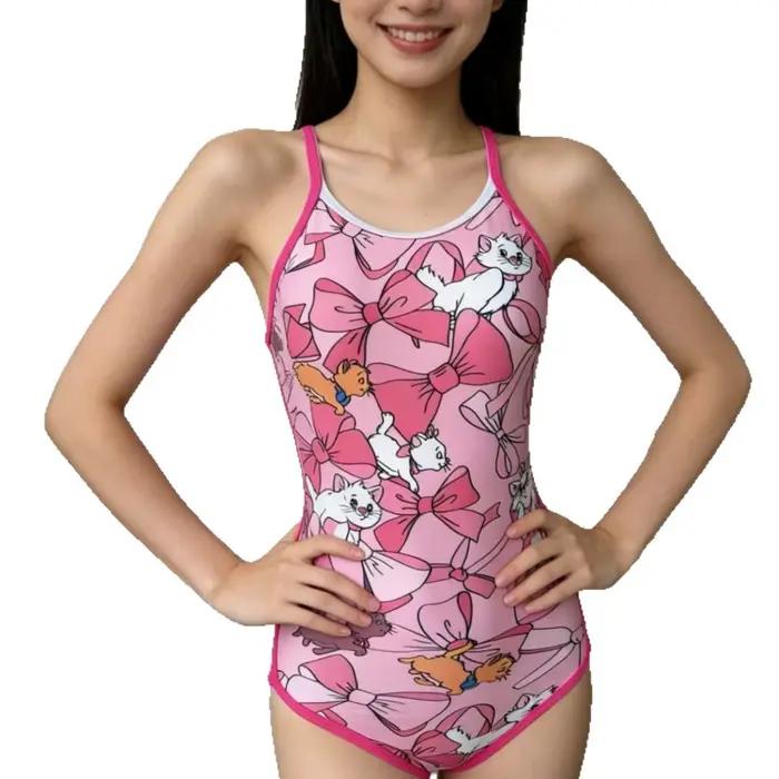 Maillot de bain de compétition professionnel une pièce en Lycra pour femme, coupe conservatrice, motif dessin animé, idéal pour l'entraînement en piscine, exclusivité étudiante