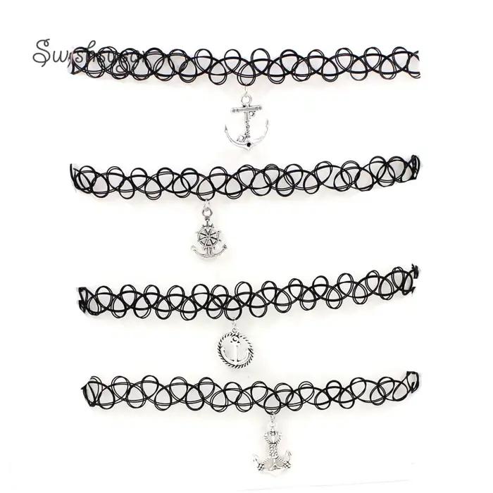 Collier élastique clavicule tatouage tour de cou ancre charme cou chaîne fête d'anniversaire remise des diplômes anniversaire vacances de noël