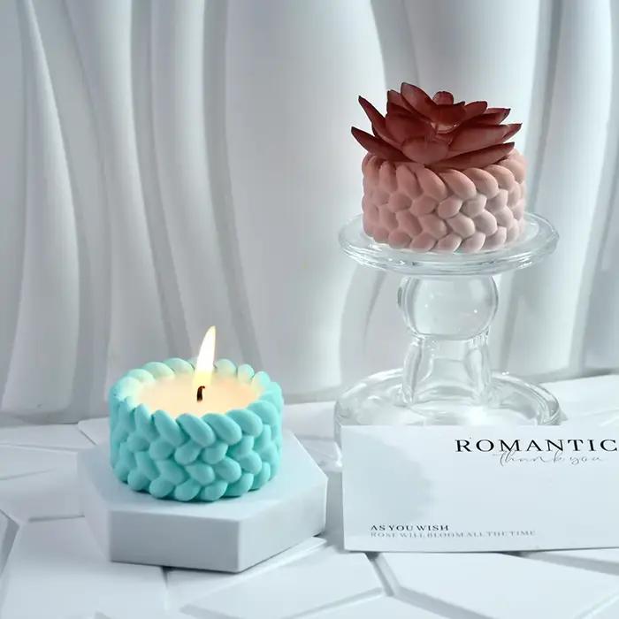 Moule en Silicone pour tasse de bougie en corde de chanvre, Pot de fleur succulente, moules de décoration pour la maison, ciment, gypse, résine, argile, boîte de rangement artisanale