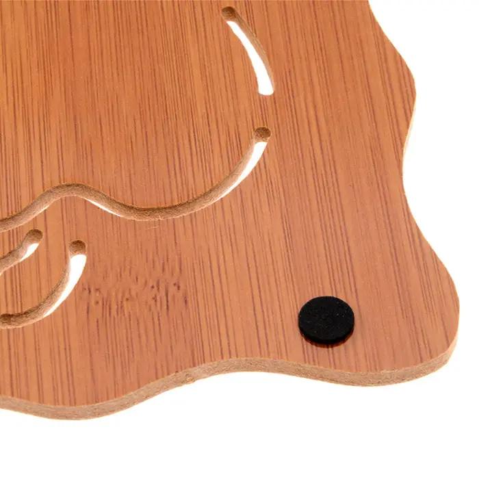 Dessous de pio en Bambou et Bois, Ensemble de Polymères de Dessin Animé Mignon, Multifonction, Isolation Antidérapante, Outil de Tampons Chauds pour Table de Cuisine