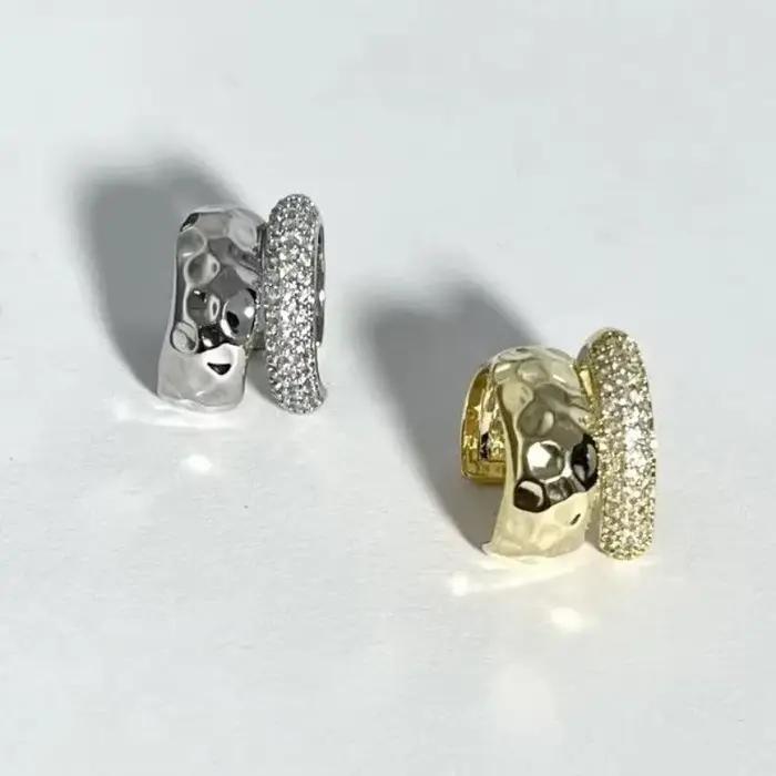 Punk Zunderes-Manchette d'oreille double couche pour femme, pas de piercing, boucles d'oreilles en métal, clip d'oreille géométrique unique, accessoires de bijoux, cadeau