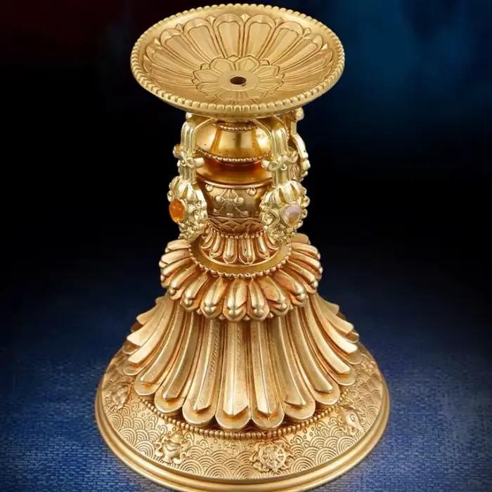 Tasse de bougie bouddhiste multifonctionnelle, chandelier en laiton, support de lampe artisanale tantrique, article religieux tibétain, autels décoratifs
