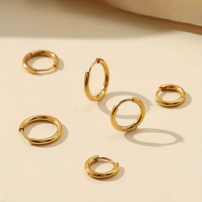 4 paires d'anneaux d'oreilles en titane plaqué or, hypoallergéniques, faciles à poser, accessoires de bijoux en acier inoxydable 316L
