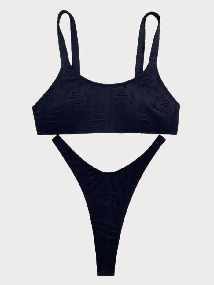 Ensemble de maillot de bain bikini orange pour femme, sexy, uni noir et blanc, avec découpes, dos nu, string, maillot de bain 2026, micro bikinis de plage