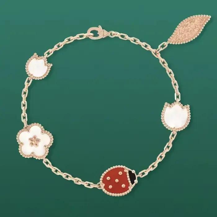 Bracelet coccinelle en argent Sterling 925 de haute qualité, exquis et multifacettes, bijoux de luxe pour femmes, cadeau de saint valentin