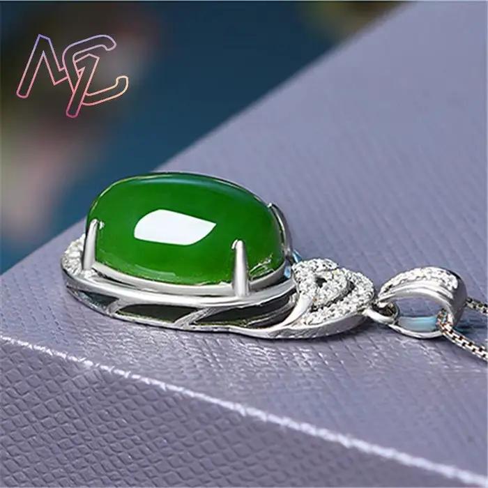 Collier pendentif en Jade naturel vert
