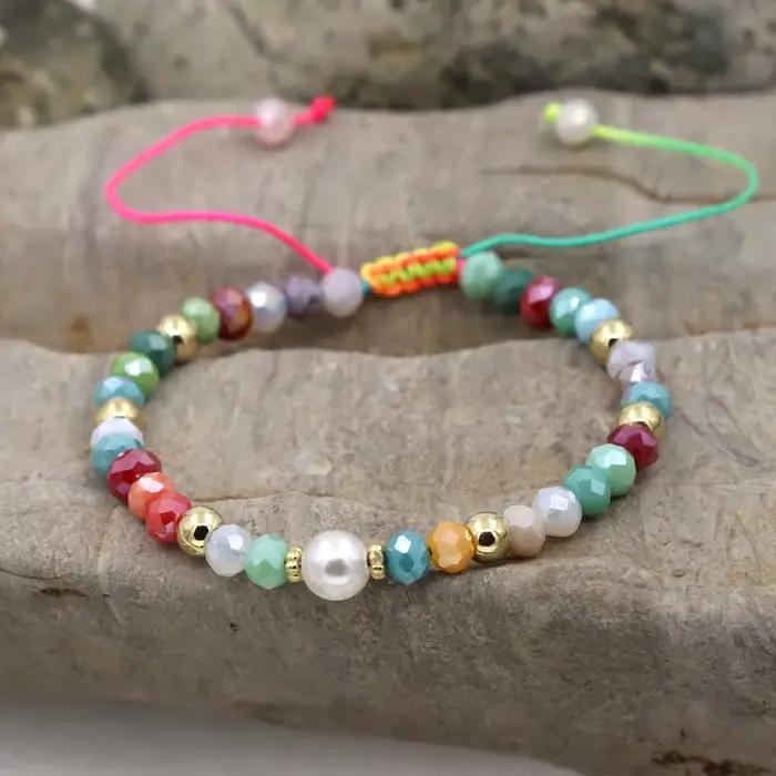 Bracelets pour femmes, bijoux en cristal perlé, style bohème, multicolores, faits à la main, réglables, accessoires cadeaux pour femmes