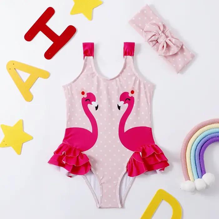 Maillot de bain d'été 2026 pour enfants, maillot de bain une pièce sans manches à motif de dessin animé mignon pour filles de 2 à 8 ans, culotte de bain pour bébés
