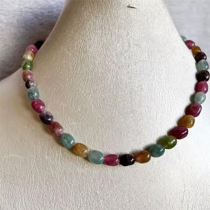 Collier en pierre naturelle de pépite de tourmaline