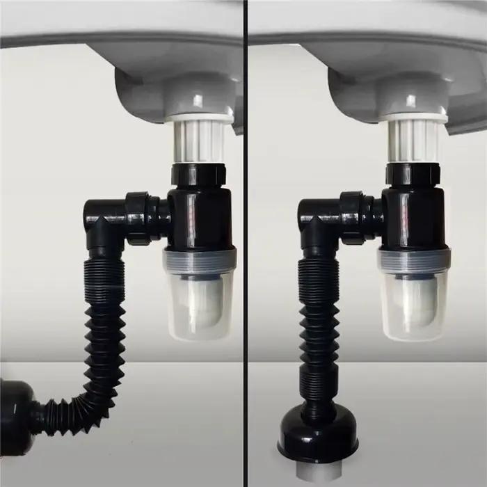 Tuyau de vidange de salle de bain pour évier, canalisations domestiques, égouts, avec siphon anti-odeur et filtre