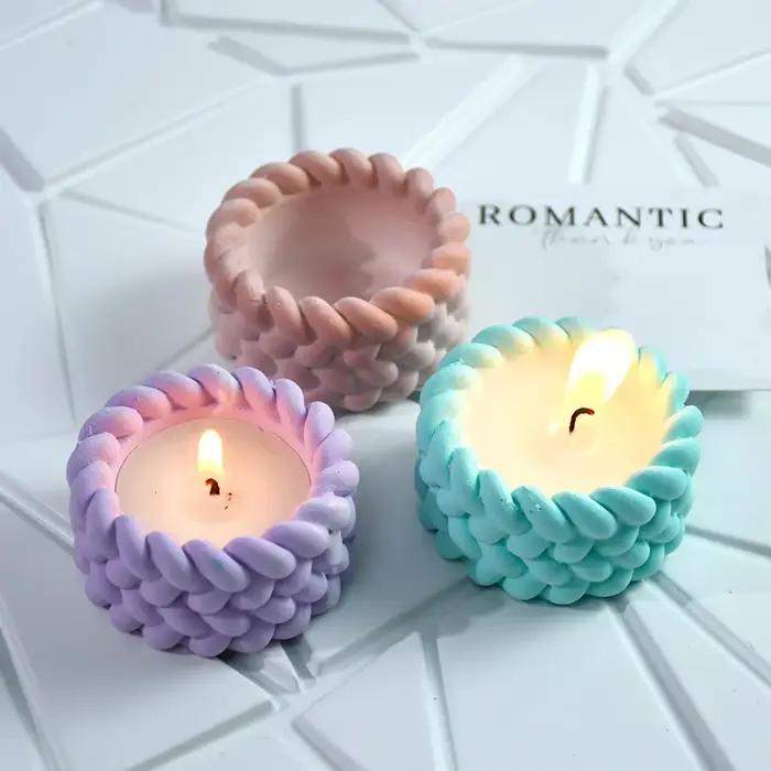 Moule en Silicone pour tasse de bougie en corde de chanvre, Pot de fleur succulente, moules de décoration pour la maison, ciment, gypse, résine, argile, boîte de rangement artisanale