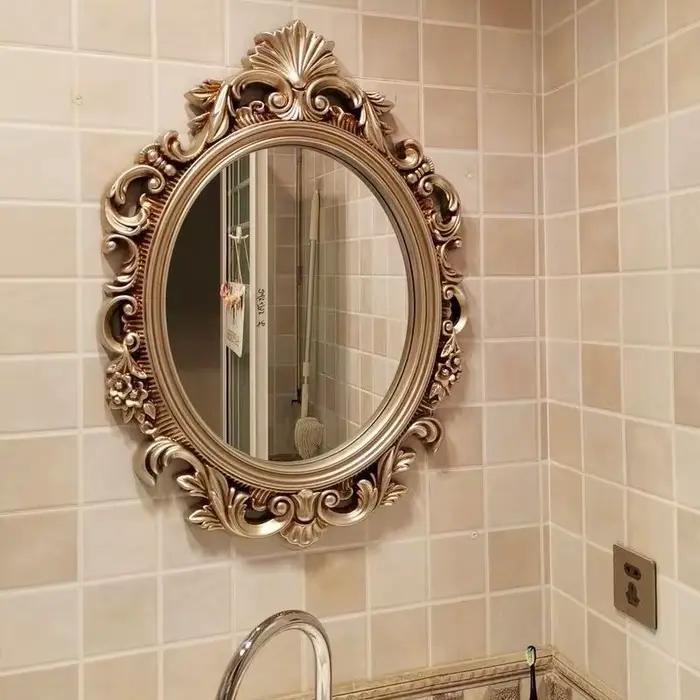 Miroir de maquillage Vintage mural esthétique ovale Design européen miroir salle de bain adolescente fille Adornos Para El Hogar décoration maison