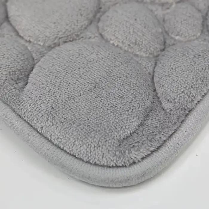 Ensemble de 3 tapis de salle de bain absorbants et antidérapants, couleur unie, motif pierre, confortables et doux, ensemble trois pièces