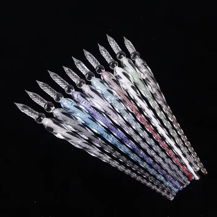 Ensemble de stylos à tremper en verre de cristal étoilé vintage, stylo à tremper pour l'écriture d'art, la peinture, la décoration de signature, le cadeau de vacances