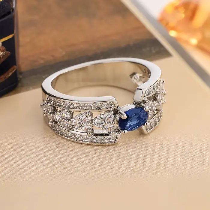 Bague en argent S925 de haute qualité pour femmes, grande pierre bleue, diamant, pierres précieuses, émeraude, Tourmaline, Pariba, bijoux de mariage