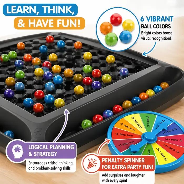 Jeu d'élimination des billes arc-en-ciel 2-4 joueurs, puzzle de correspondance de perles, jeu de société de réflexion logique pour enfants