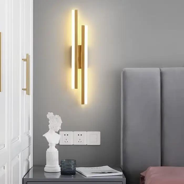 Applique murale LED pour chambre à coucher, appliques murales, tuyau de ligne de cuivre, abat-jour en acrylique, éclairage intérieur pour salon, luminaire de couloir