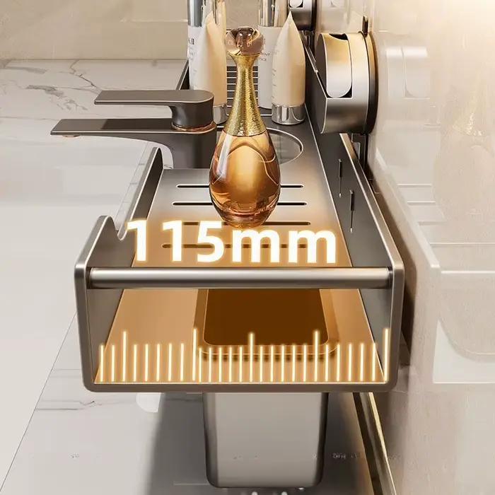 Étagère de rangement murale sans perçage pour robinet de lavabo, armoire de salle de bain, lavabo, meuble sous-vasque