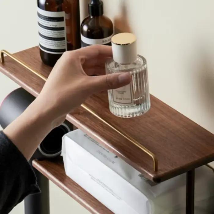 Support de rangement mural en bois pour salle de bain, organisateur de vanité multicouche pour serviettes et cosmétiques, Solution de comptoir de vanité domestique