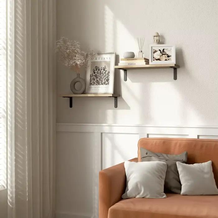Étagères flottantes murales en bois, 2 ensembles d'étagères pour décoration murale, rangement de salle de bain, chambre à coucher, salon